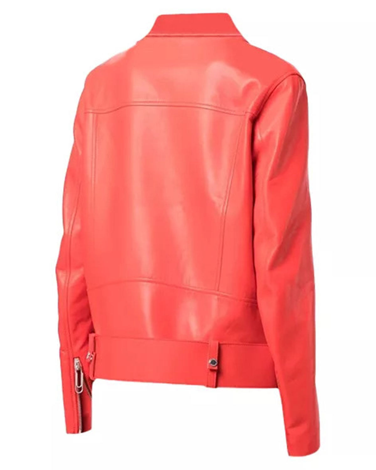 Women's Red Leather Biker Jacket