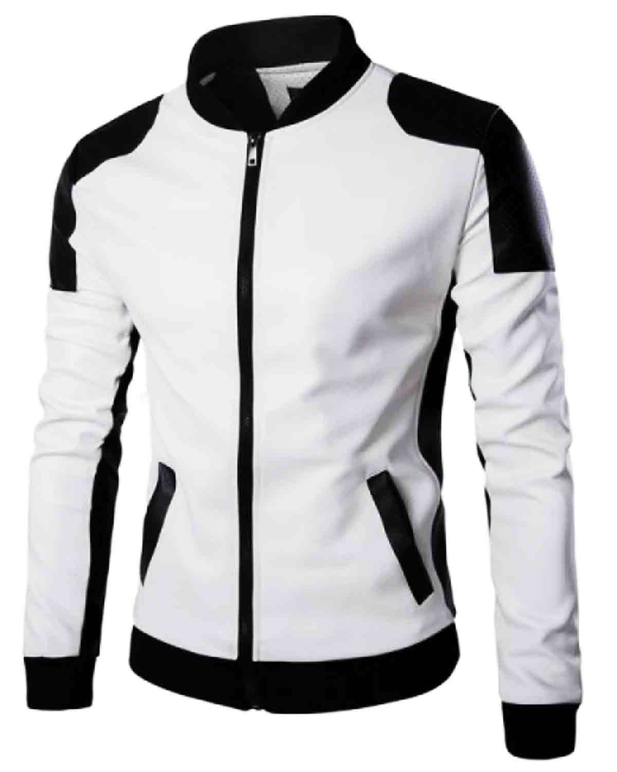 White Stylish Slim Fit Biker Men's Leather Jacket