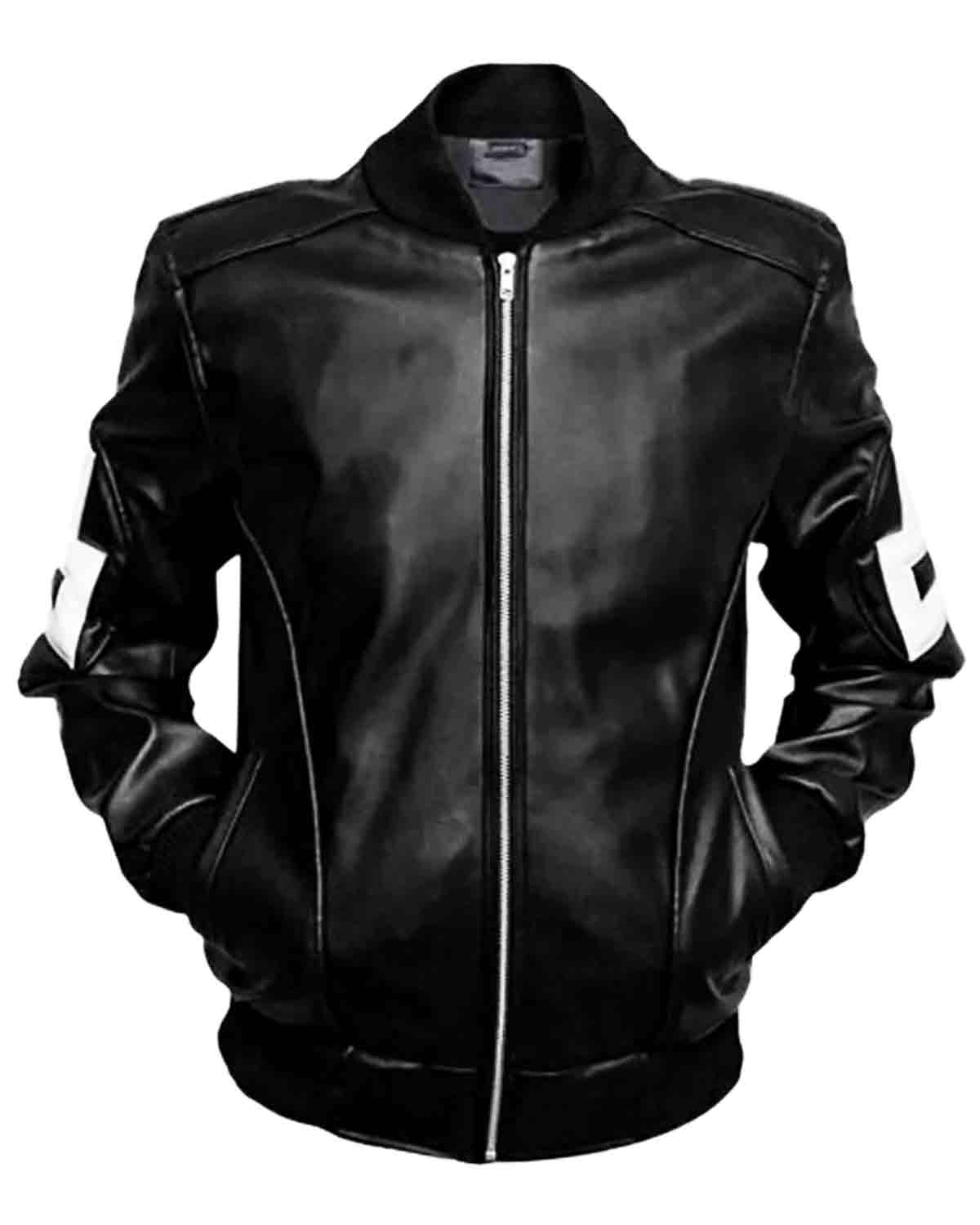8 Ball Pool Black Men's Genuine Leather Jacket