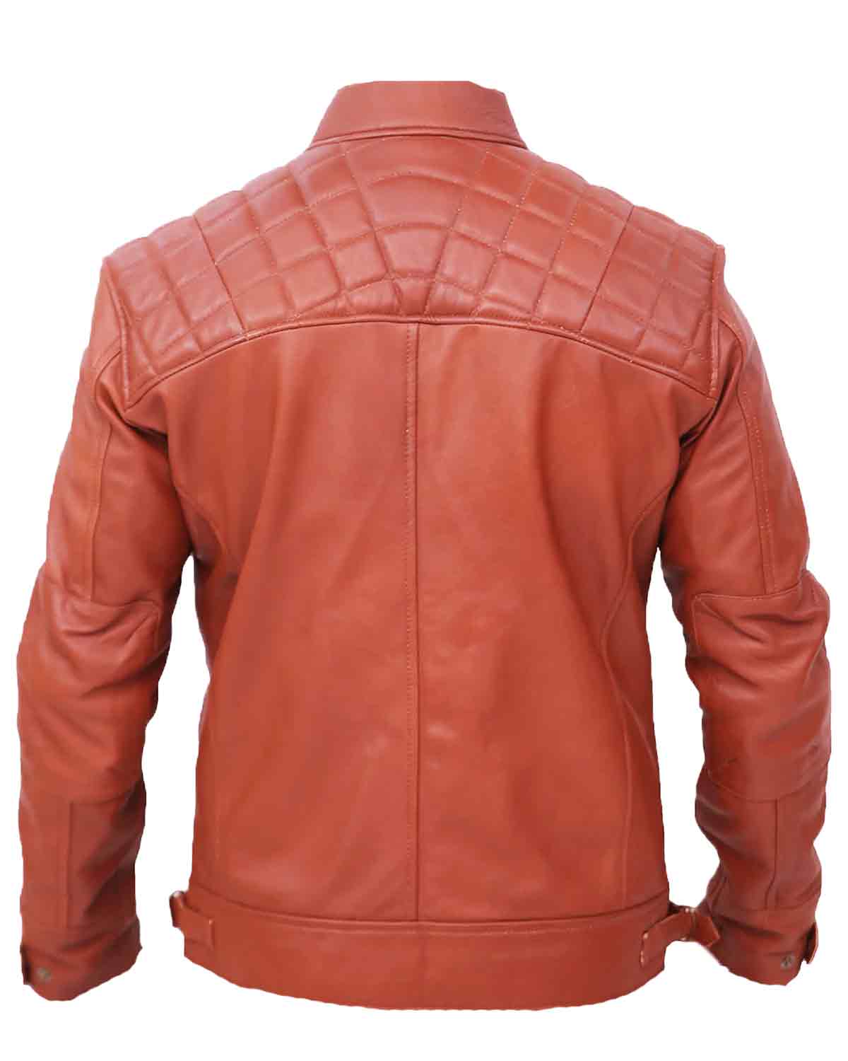 Quilted Men's Brown Vintage Moto Riding Leather Jacket
