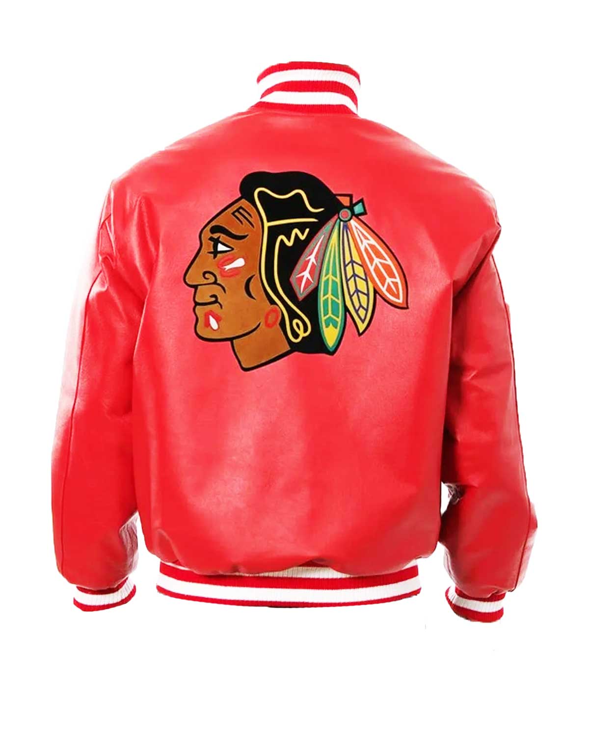 Chicago Blackhawks Bomber Red Leather Jacket