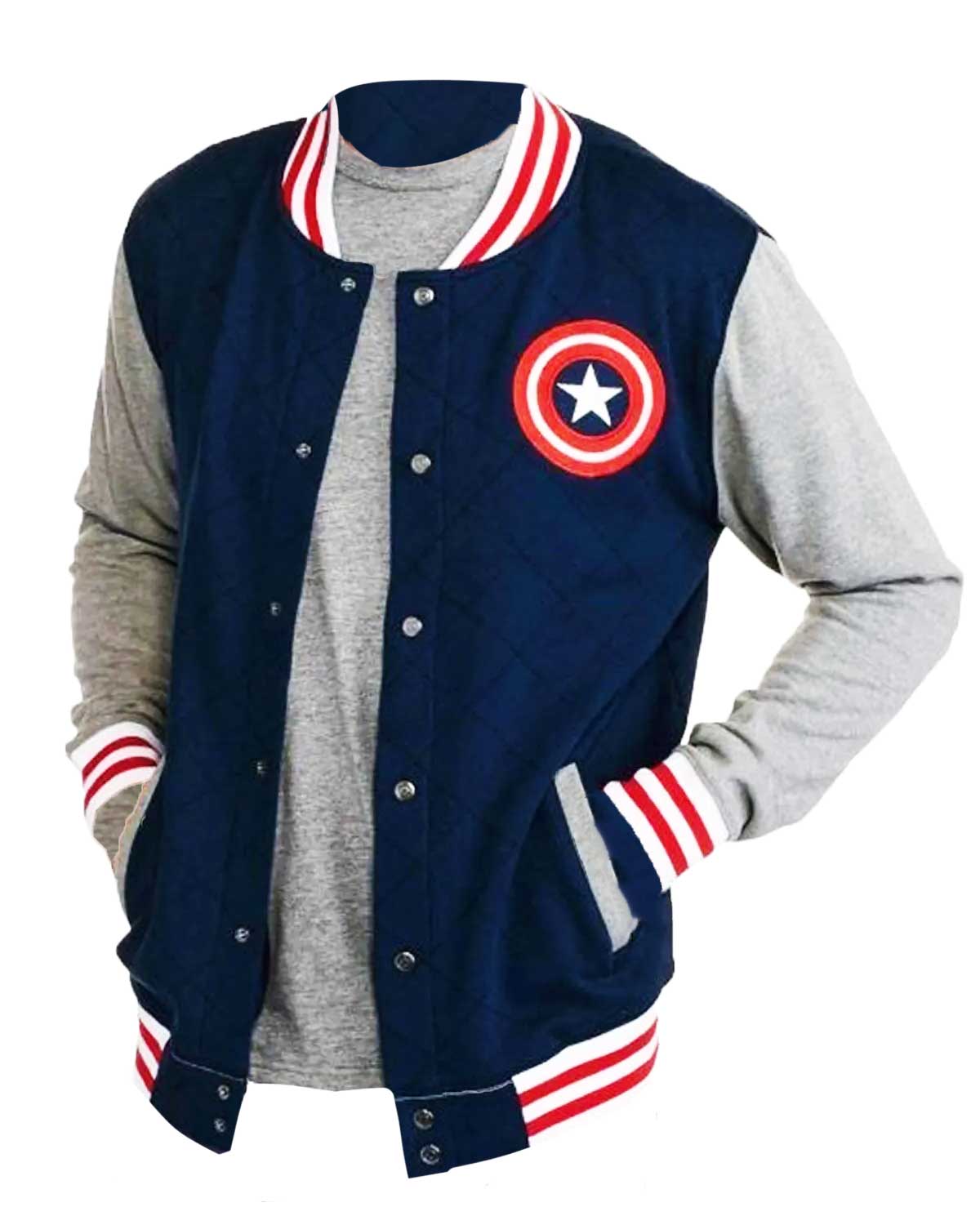 Captain America Grey and Blue Bomber Jacket