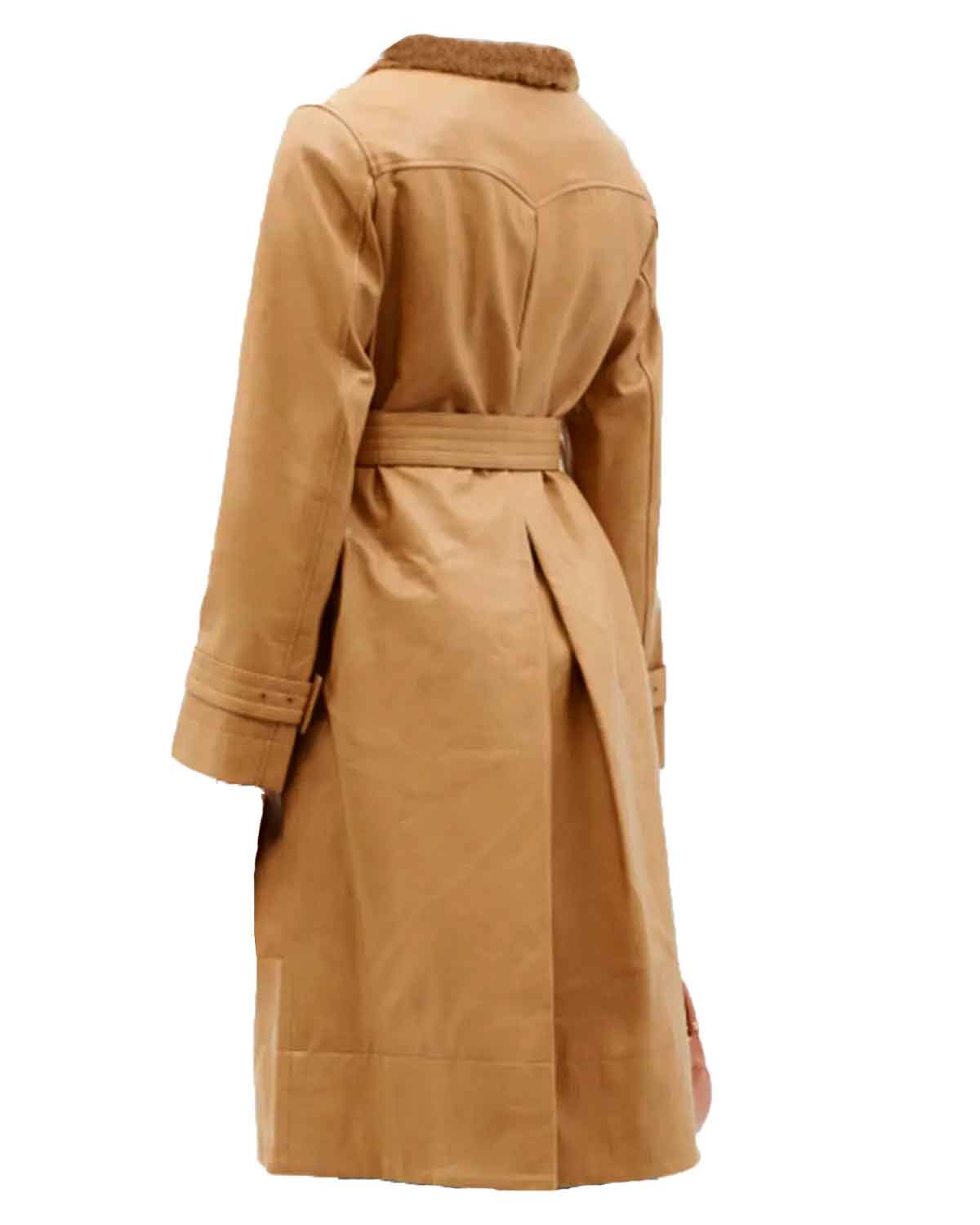 Dynasty Eliza Bennett Leather Coat with Fur Collar
