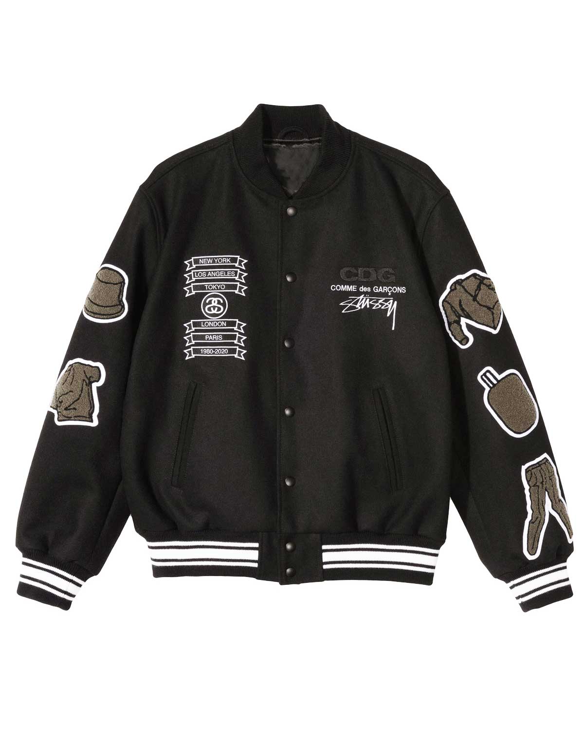 Asap Rocky Stussy Black Letterman Jacket