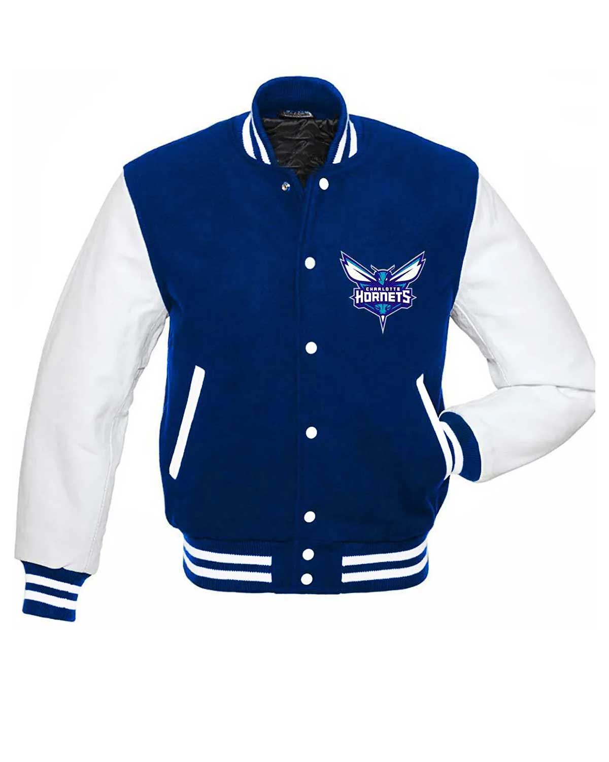 Charlotte Hornets NBA Letterman Blue and White Jacket