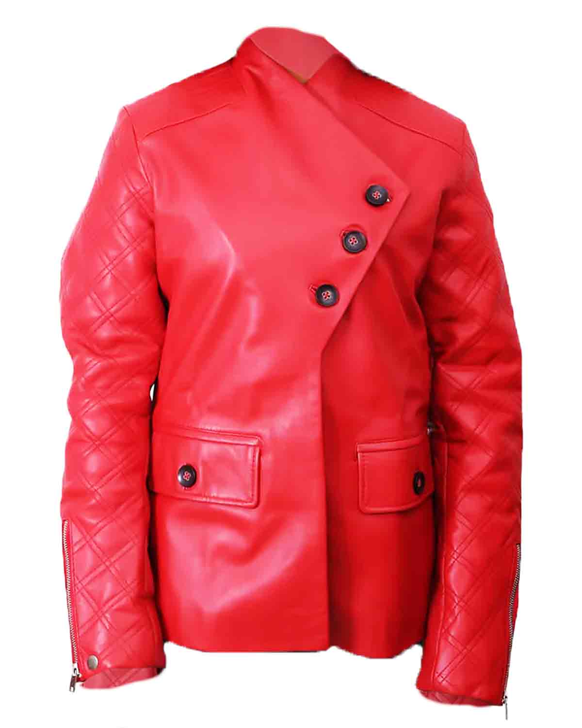 Women Motorcycle Quilted Valentines Red Jacket
