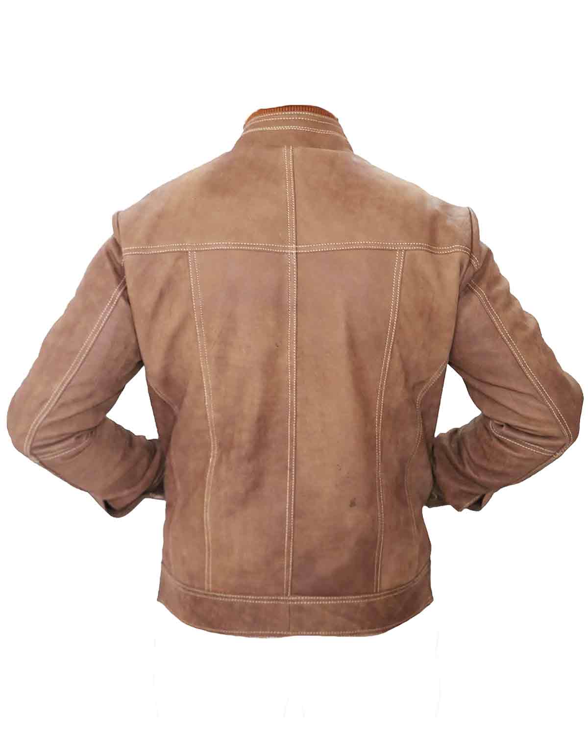 J9 Distressed Double collar Real Leather Jacket