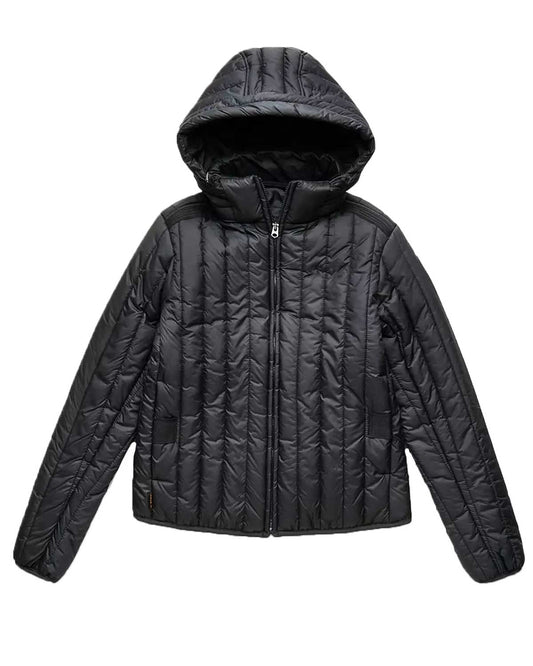 Chicago P.D. S10 Tracy Spiridakos Black Quilted Hooded Jacket