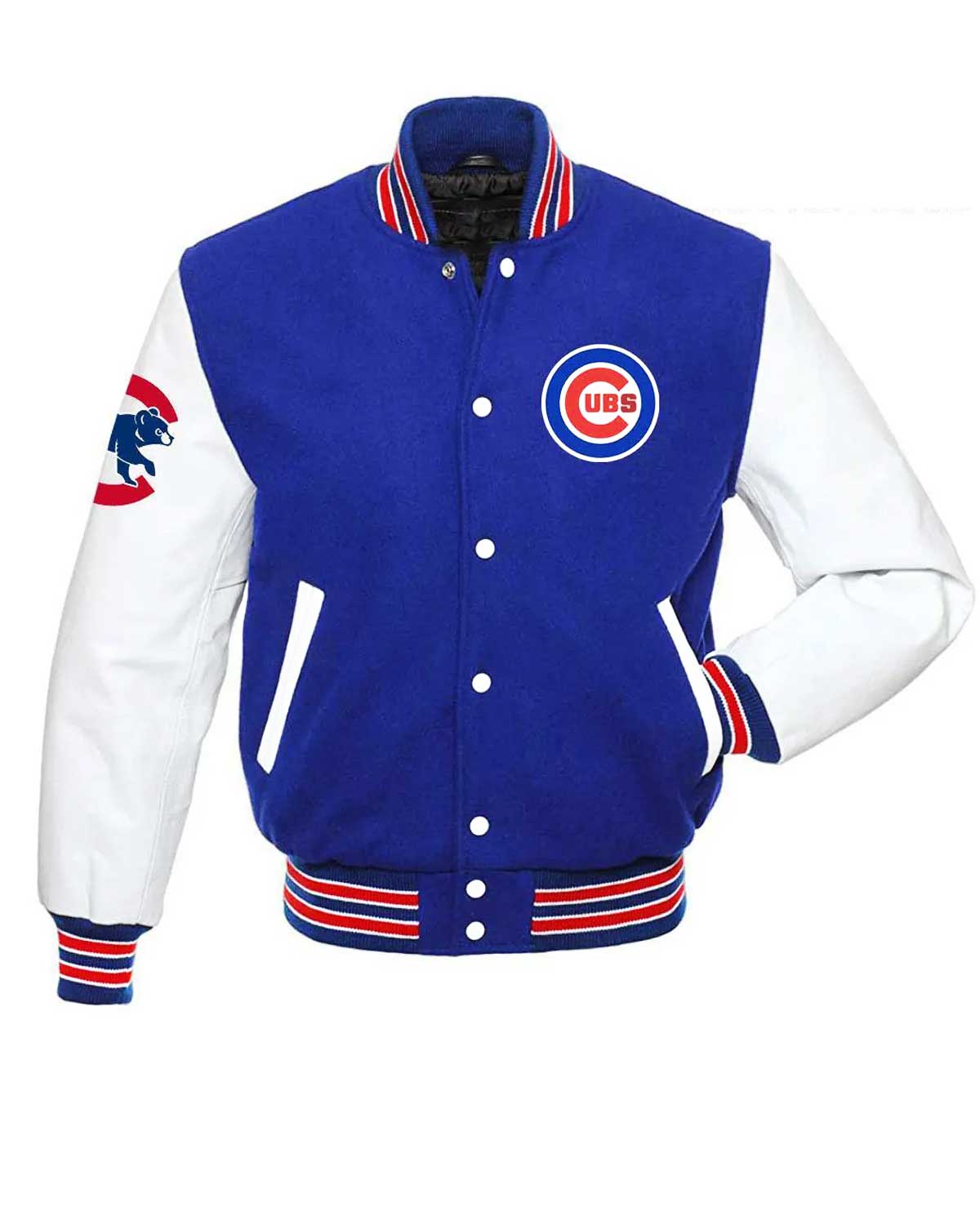 Chicago Cubs Blue and White Letterman Jacket