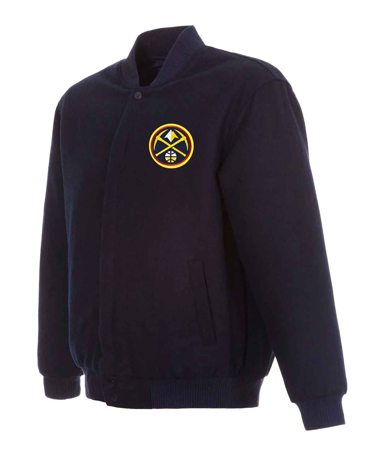 Denver Nuggets Bomber Navy Blue Wool Jacket