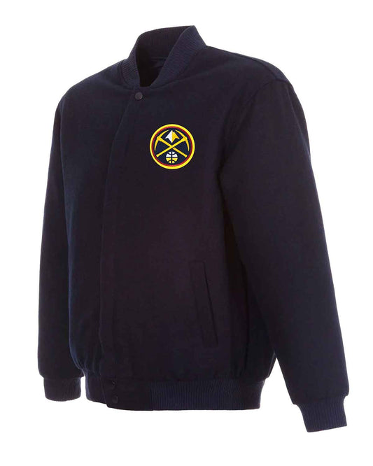 Denver Nuggets Bomber Navy Blue Wool Jacket
