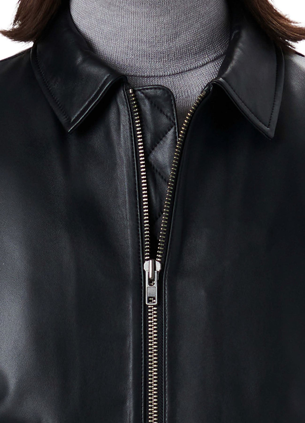 Men's Deep Black Smooth Bomber Leather Jacket