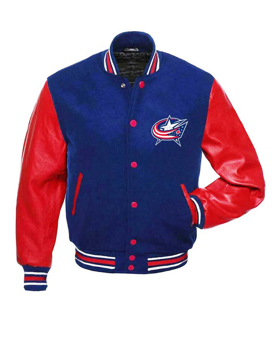 Columbus Blue Jackets Letterman Blue and Red Jacket