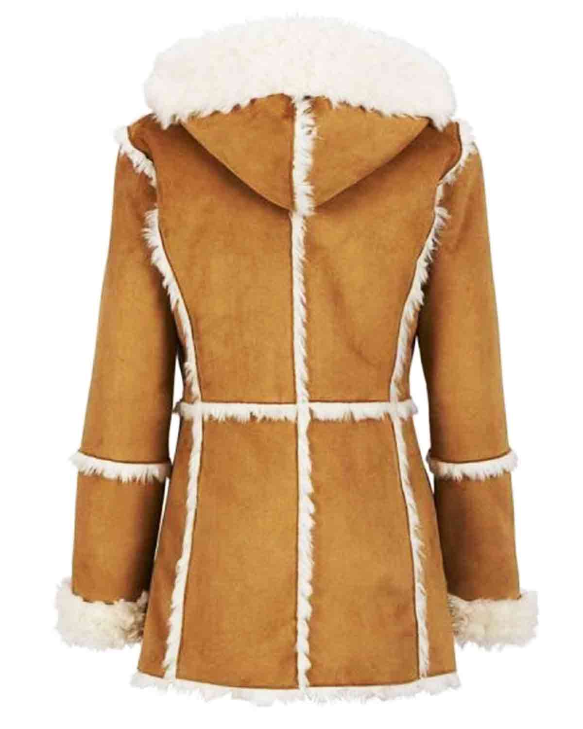 Women's Brown Fur Suede Overcoat