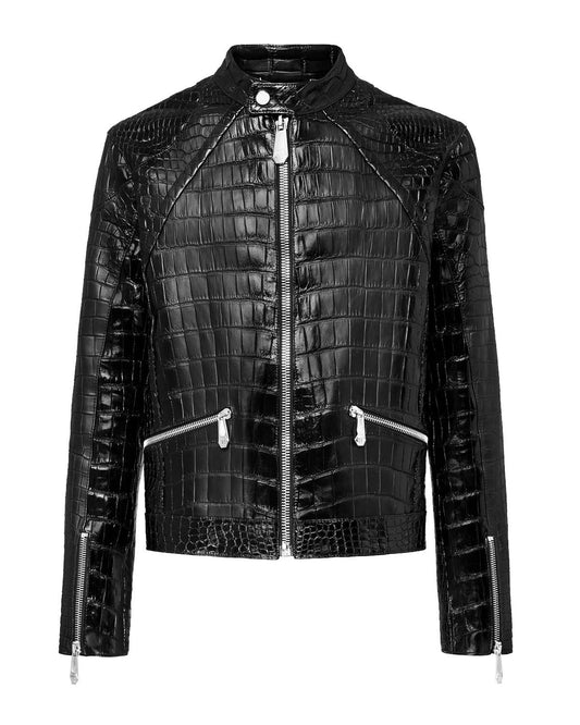 Croc Alligator Motorcycle Leather Jacket