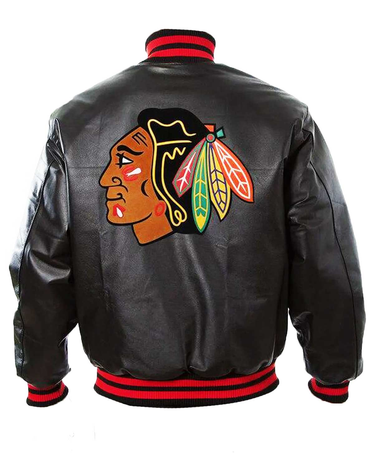 Chicago Blackhawks Bomber Black Leather Jacket