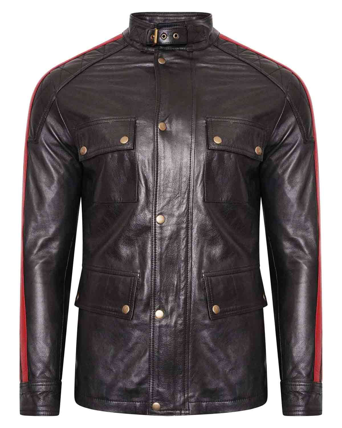 Daytona Leather Jacket Red Stripe