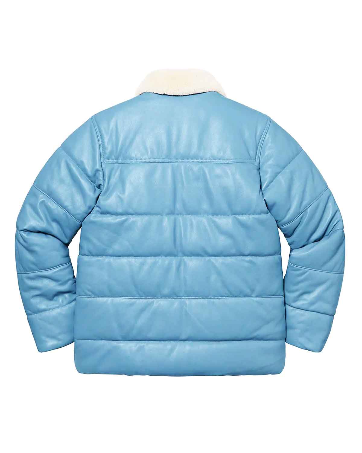 Fur Collar Puffer Leather Jacket