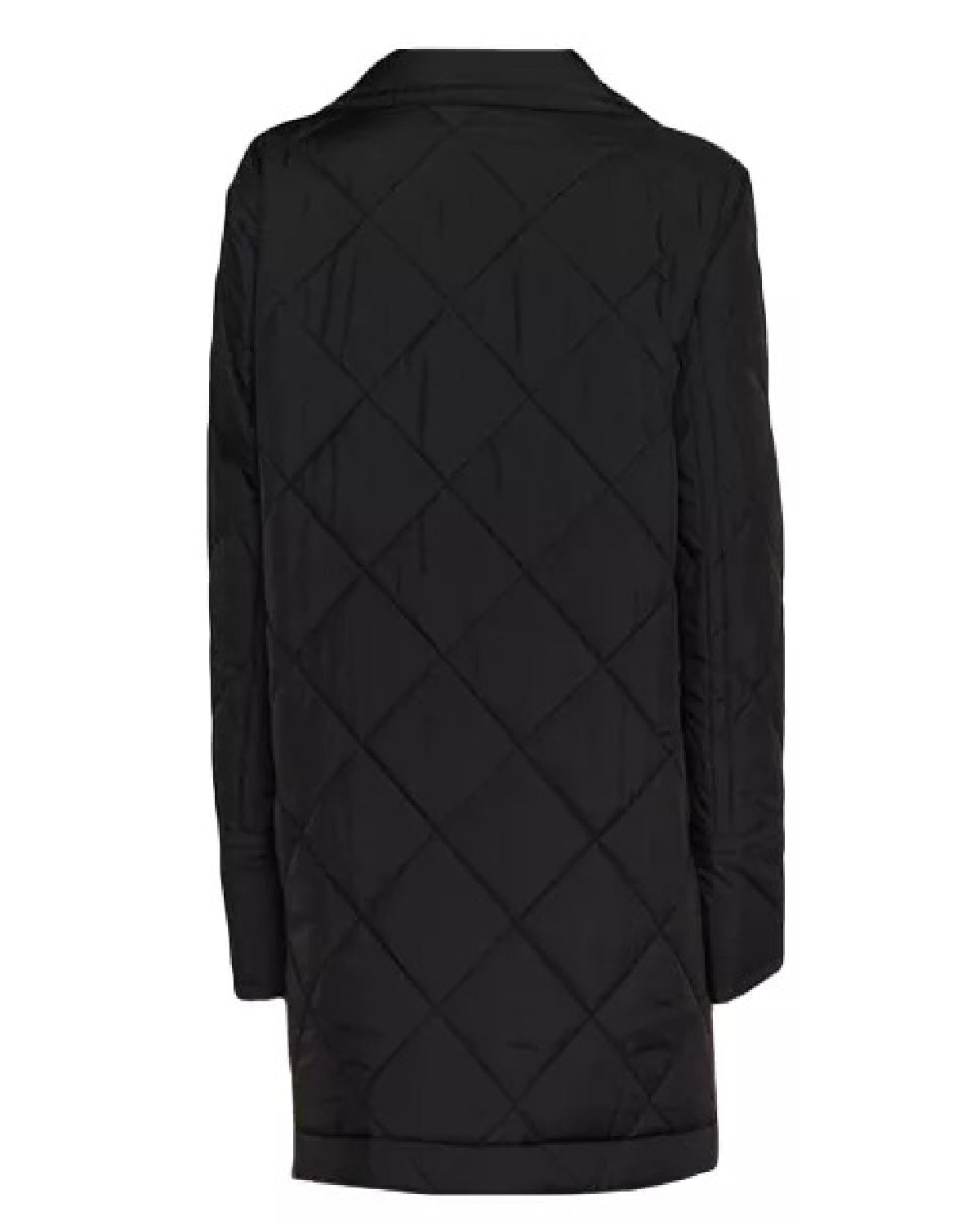 Black Double Breasted Quilted Coat Women's