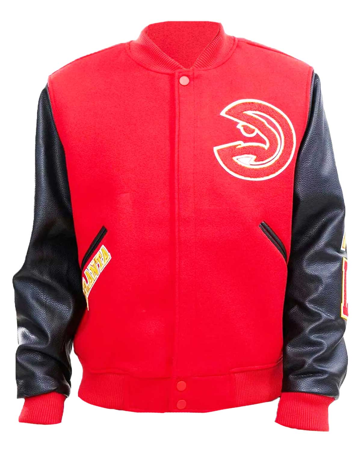 Atlanta Hawks Letterman Black and Red Jacket