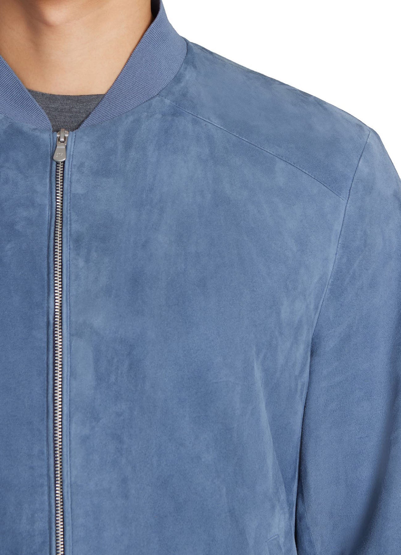 Men's Zenith Blue Bomber Suede Leather Jacket