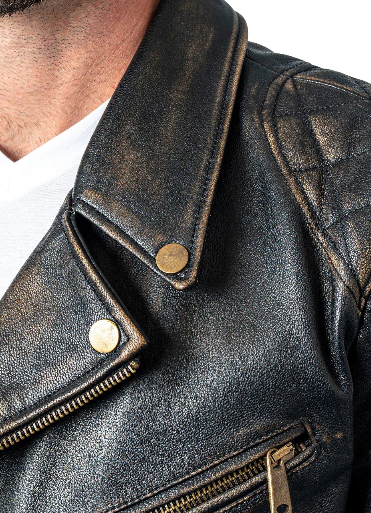 Men's Distressed Black Biker Leather Jacket