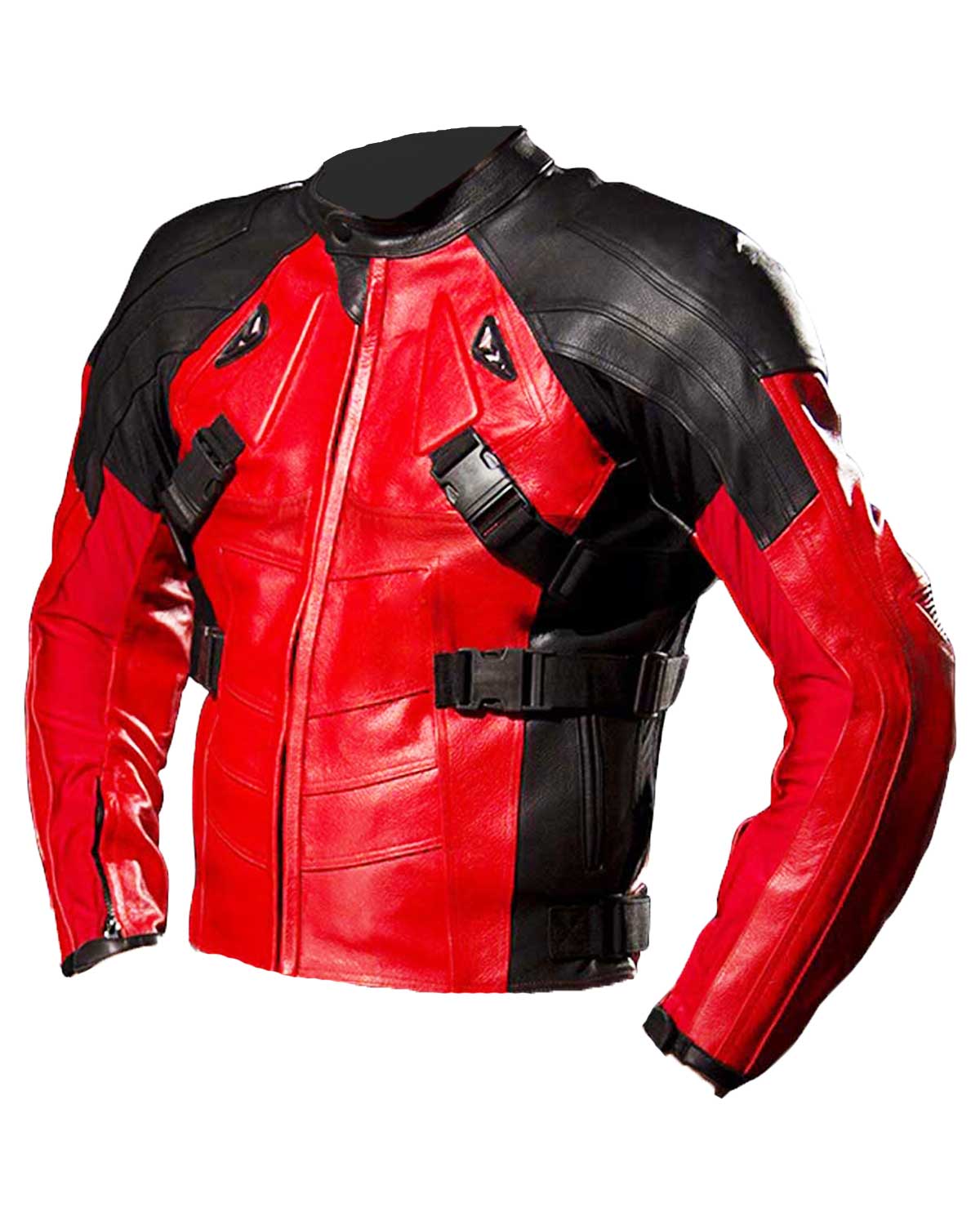 Armored Red and Black Deadpool Biker Jacket