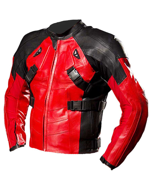 Armored Red and Black Deadpool Biker Jacket