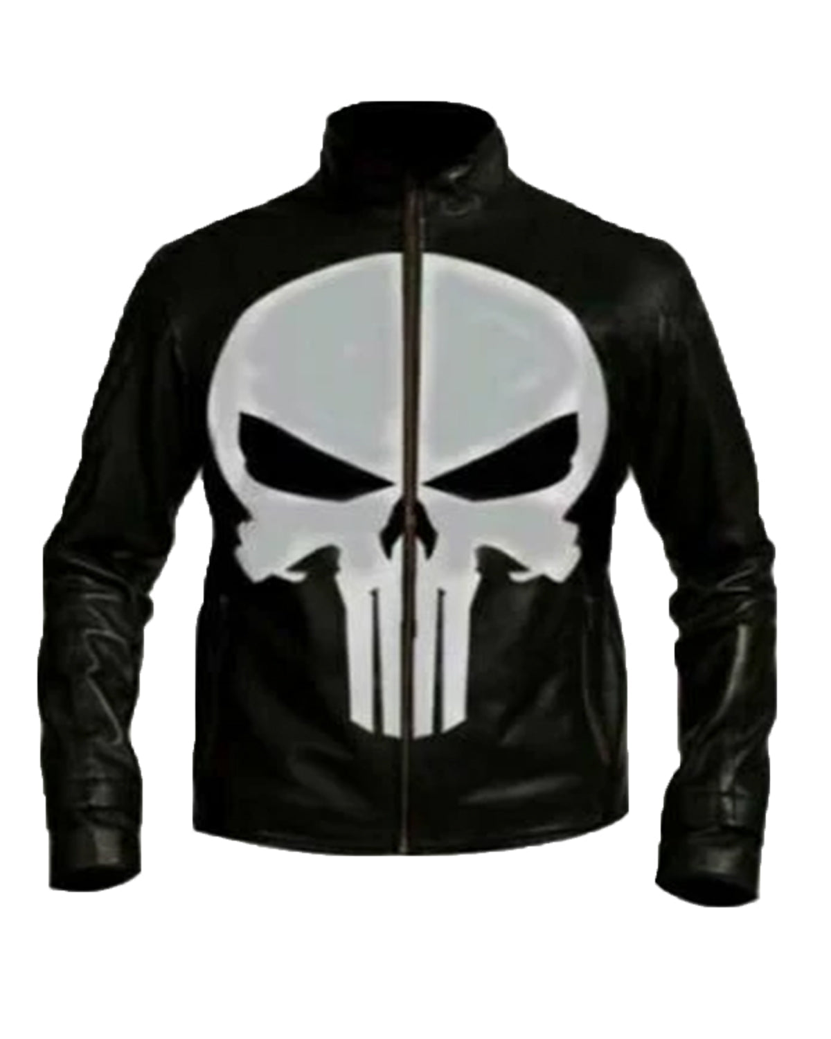 Punisher Skull Head Black Leather Jacket