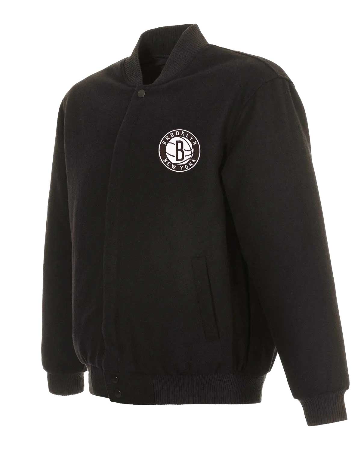 Brooklyn Nets Bomber Black Wool Jacket