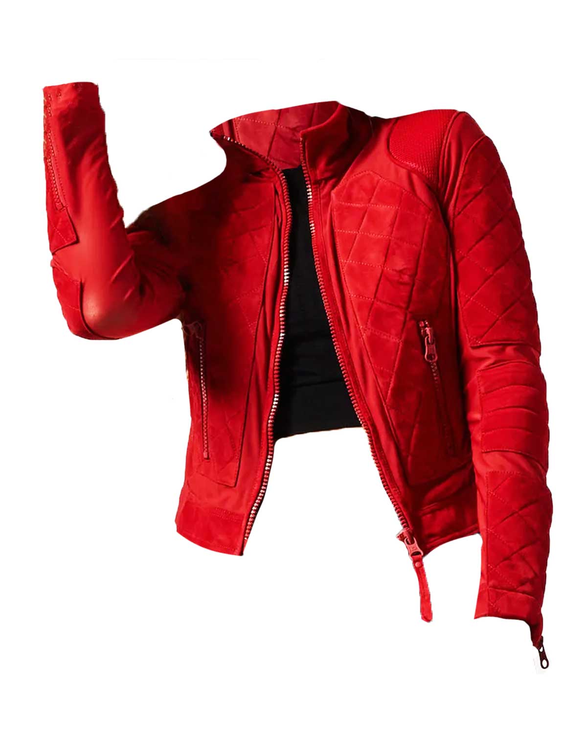 Bayley WWE Suede Red Quilted Jacket