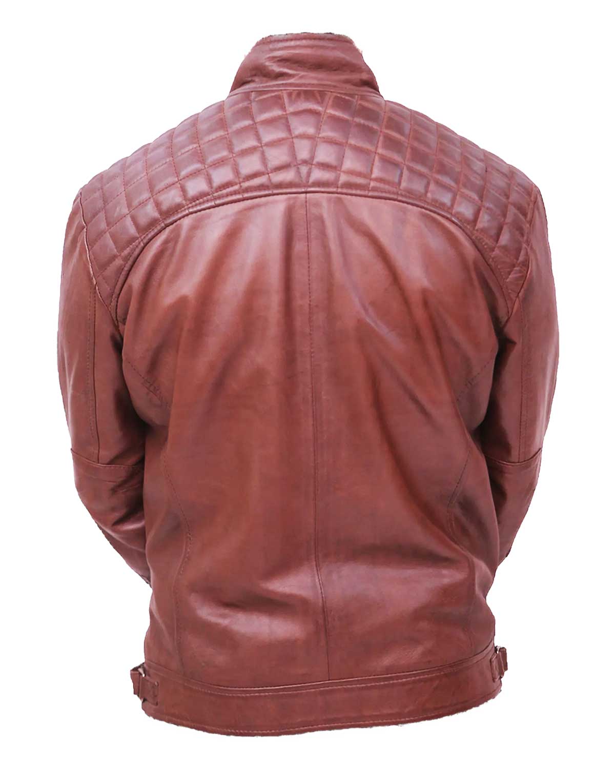 Quilted Men's Dark Brown Vintage Moto Riding Leather Jacket