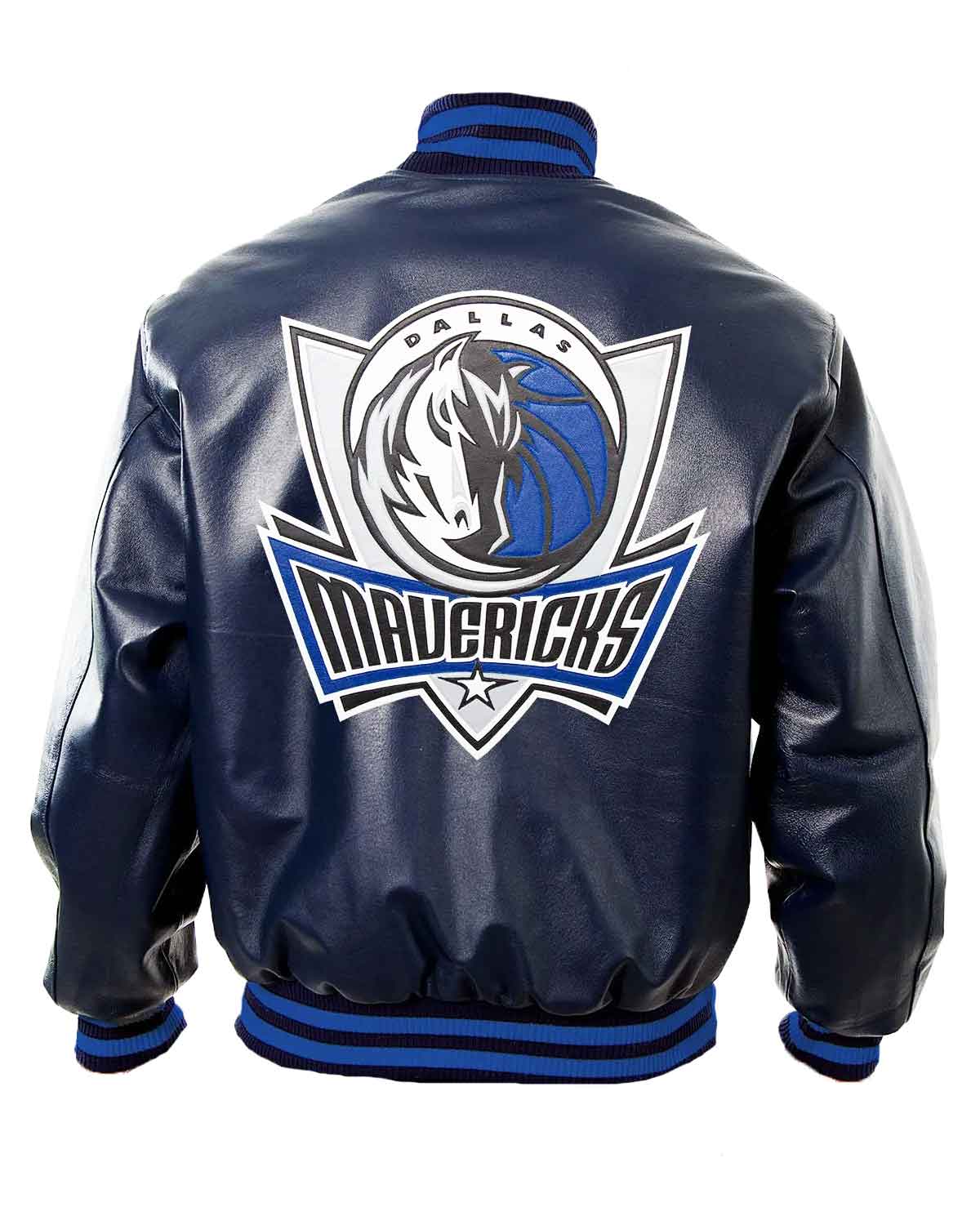 Dallas Mavericks Letterman Navy Blue Leather Jacket