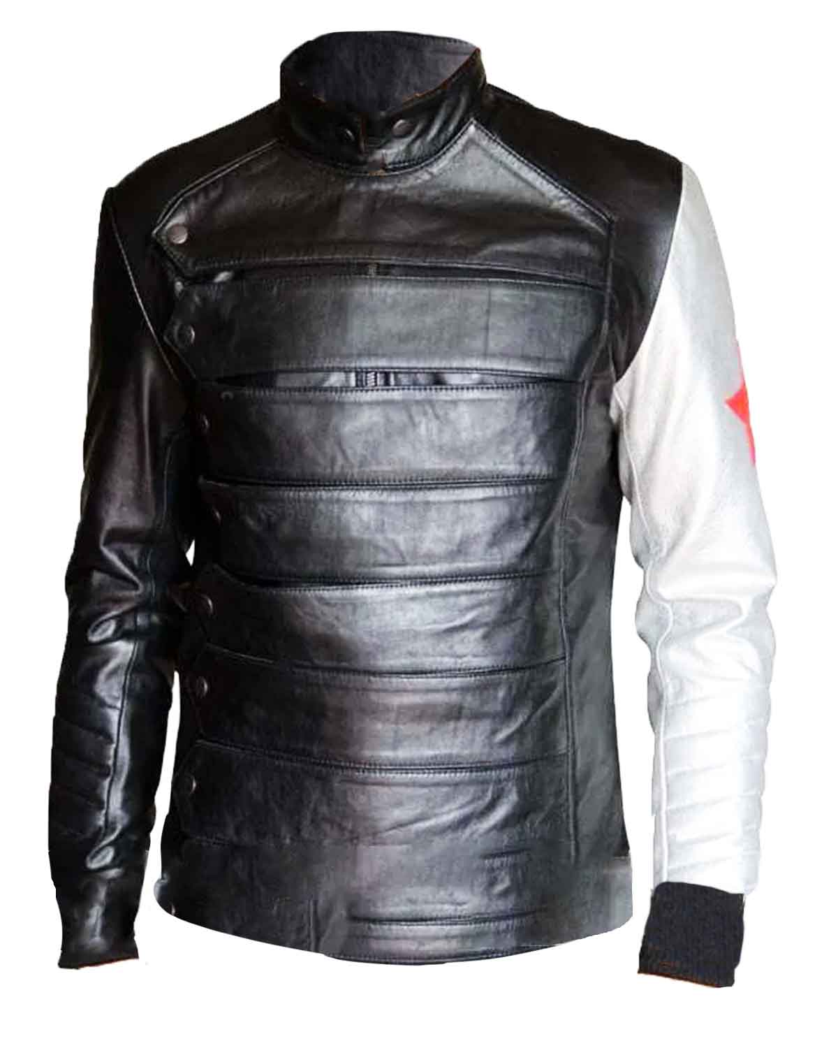 Bucky Leather Jacket Silver Armor