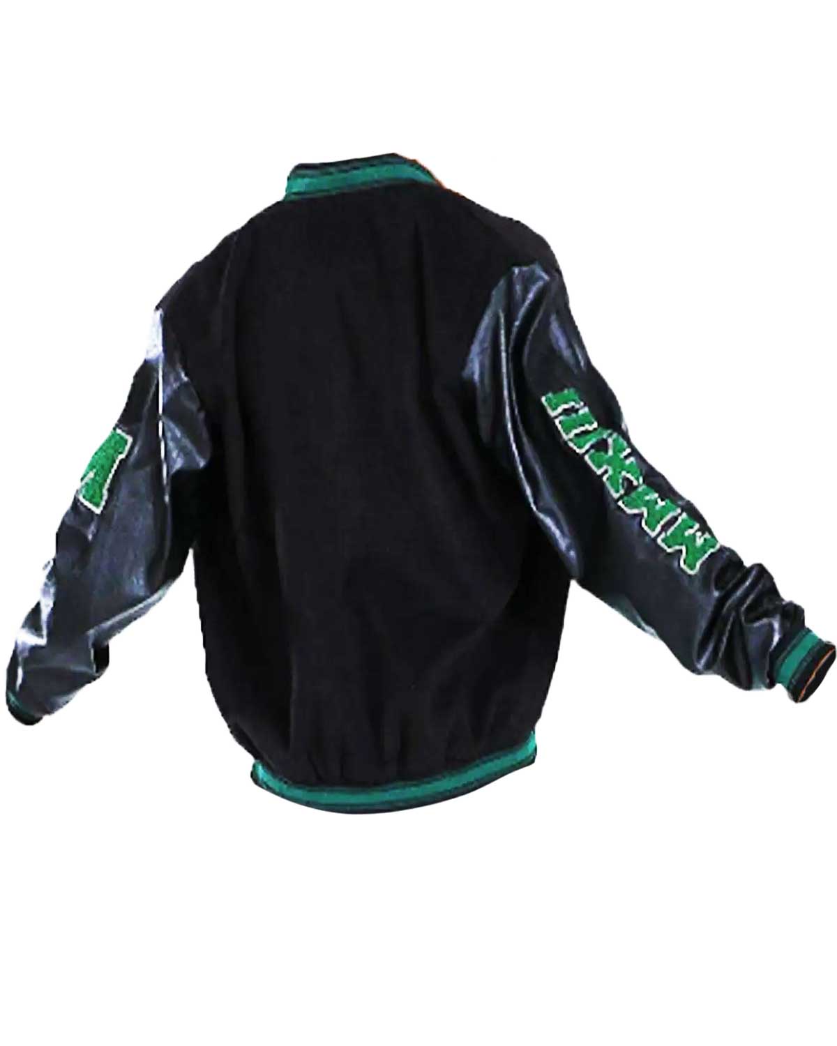 B Patch Letterman with Leather Look Sleeves