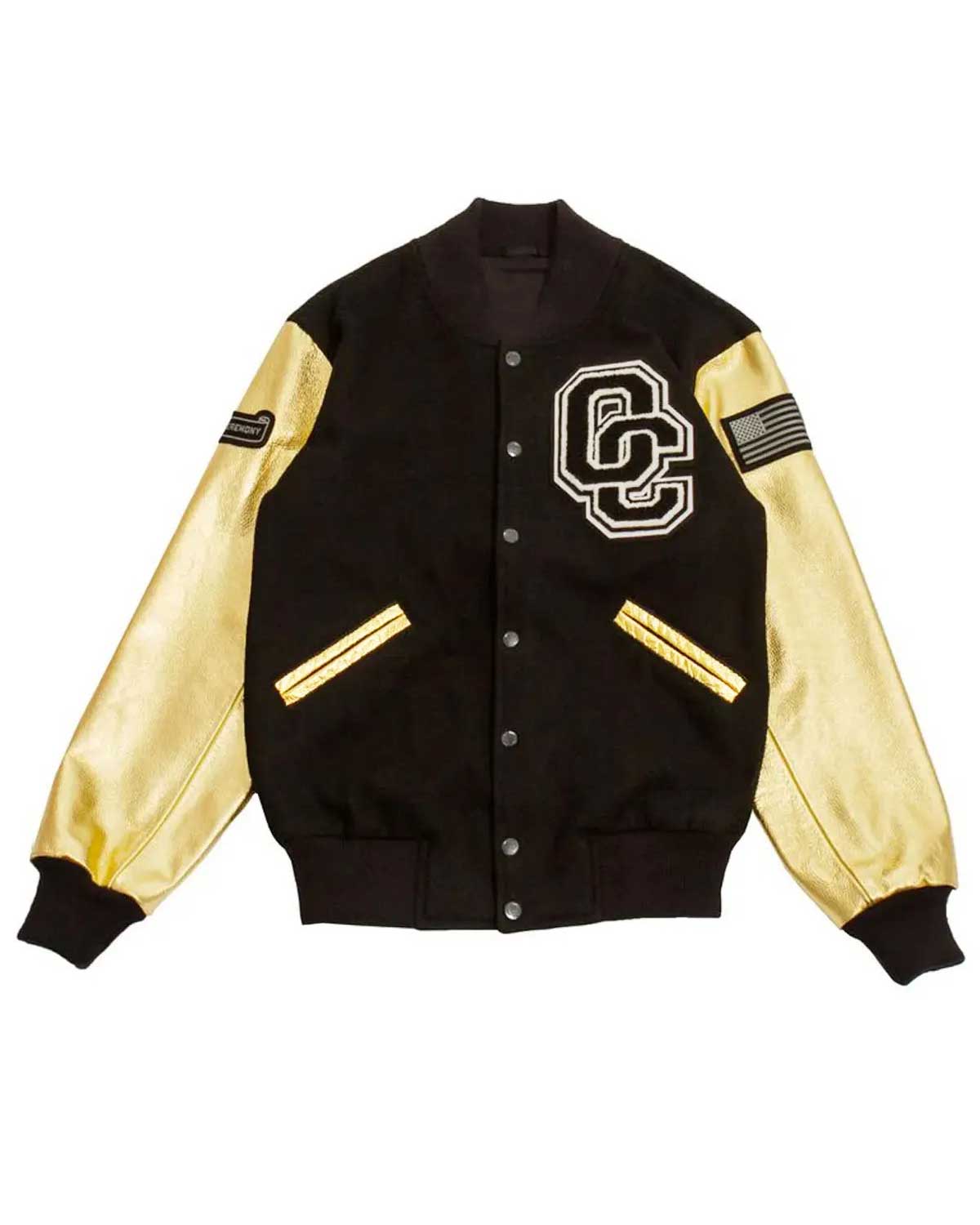 Beyonce Opening Ceremony Letterman Black and Golden Jacket