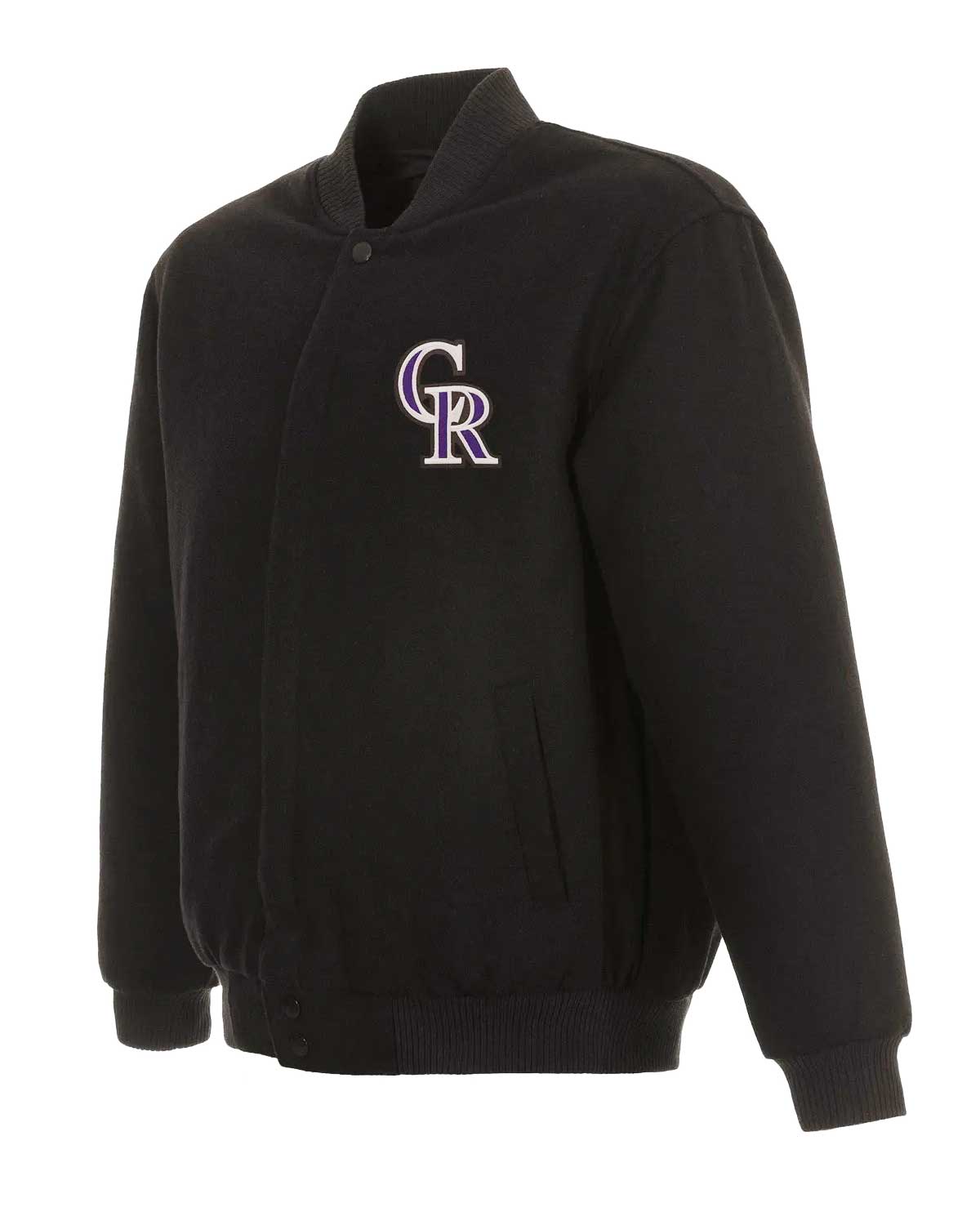 Colorado Rockies Bomber Black Wool Jacket