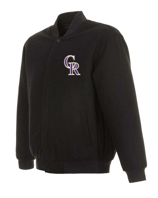 Colorado Rockies Bomber Black Wool Jacket