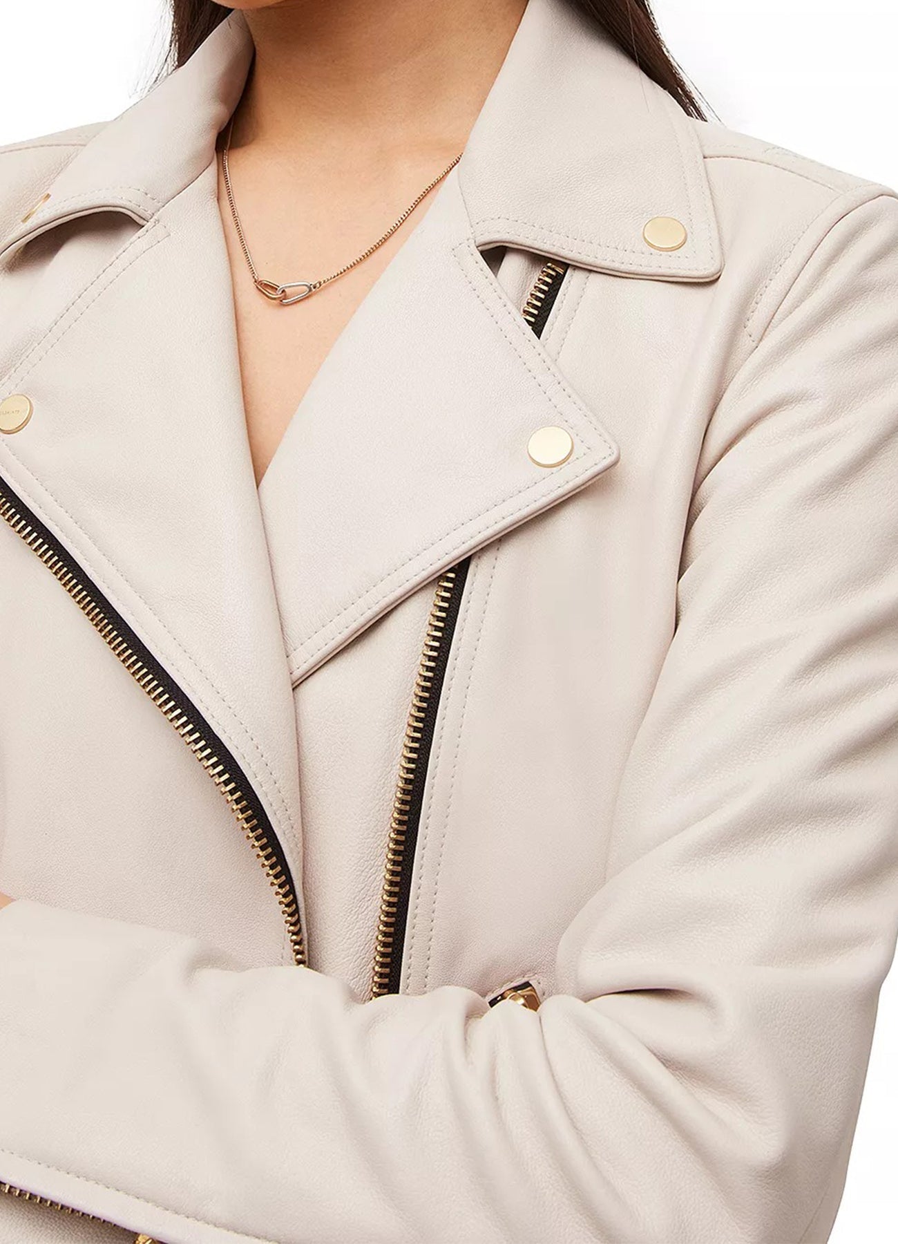 Women's Off White Biker Leather Jacket