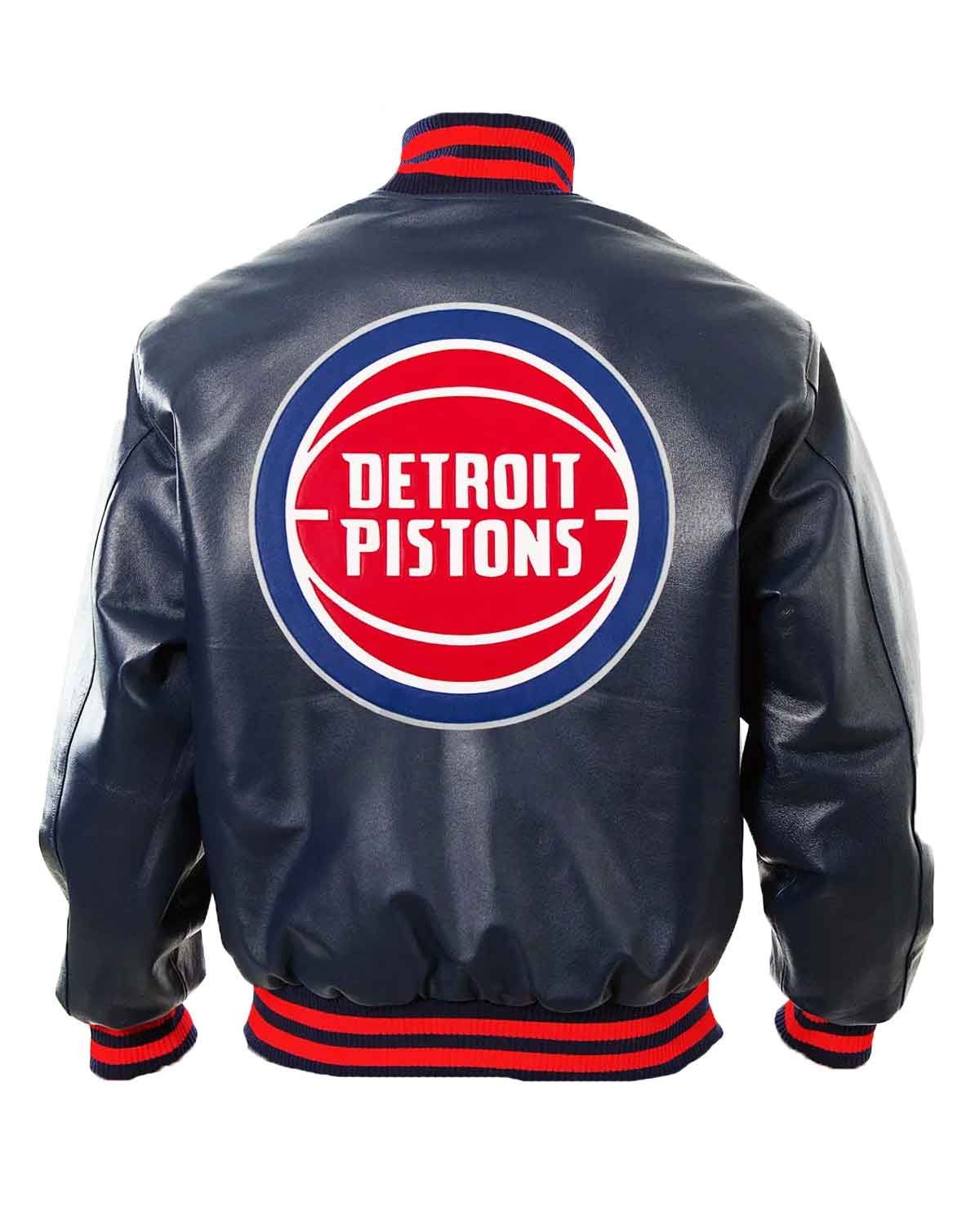 Detroit Pistons Letterman Navy Blue Leather Jacket