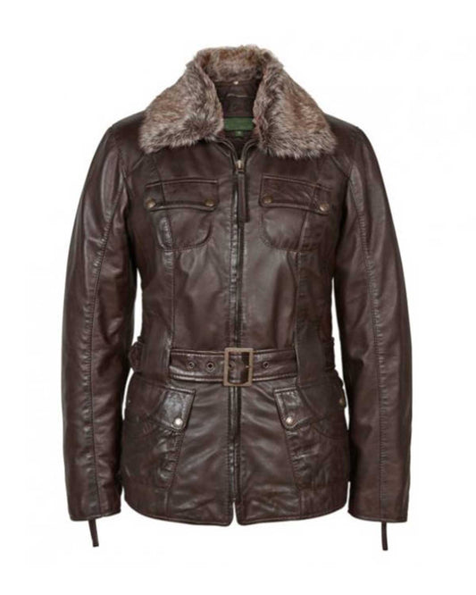 Women's Brown Stylish Leather Flying Jacket