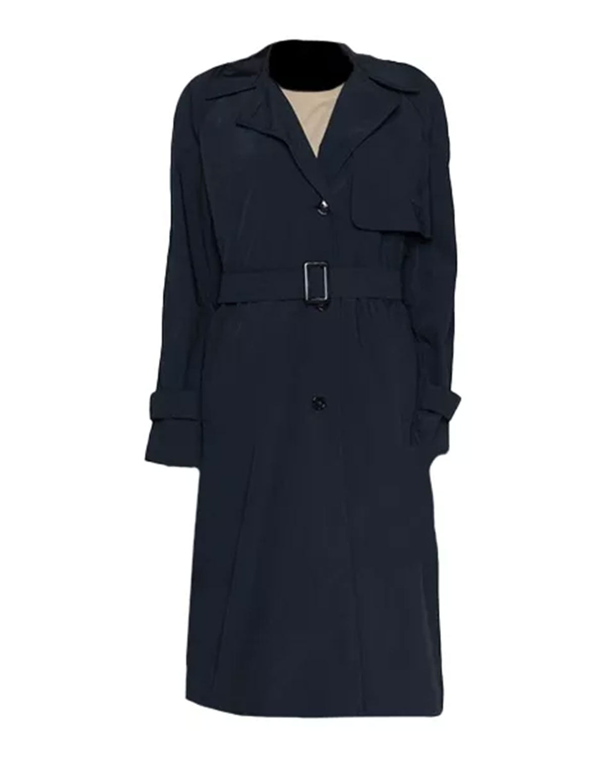 Women’s Long Navy Blue Trench Coat