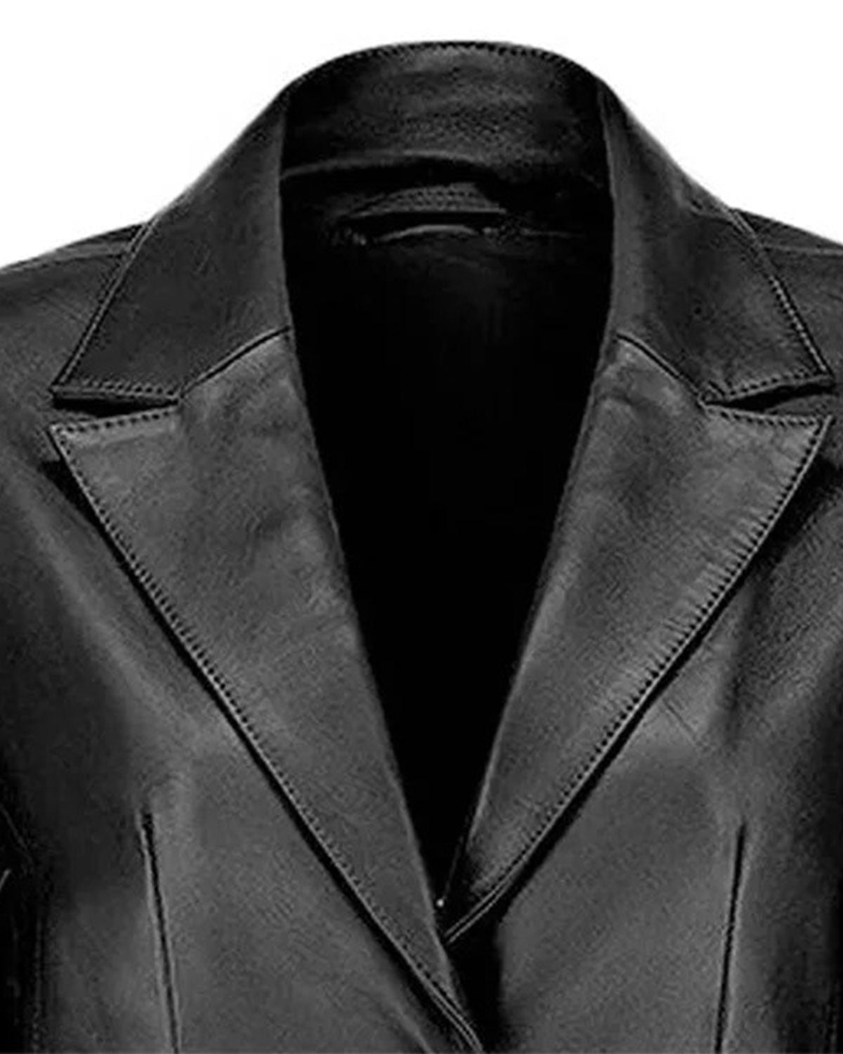 Women's Two Buttoned Black Leather Blazer