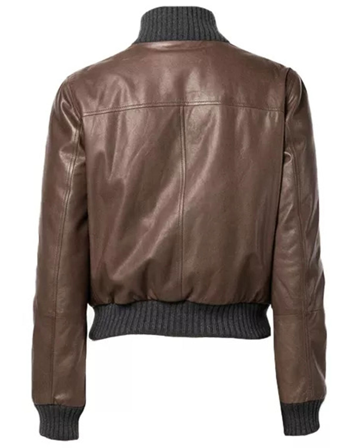Brown Leather Bomber Jacket Women's