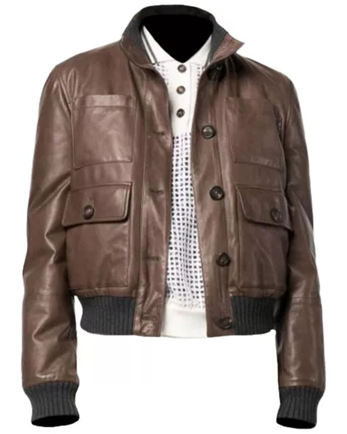 Brown Leather Bomber Jacket Women's
