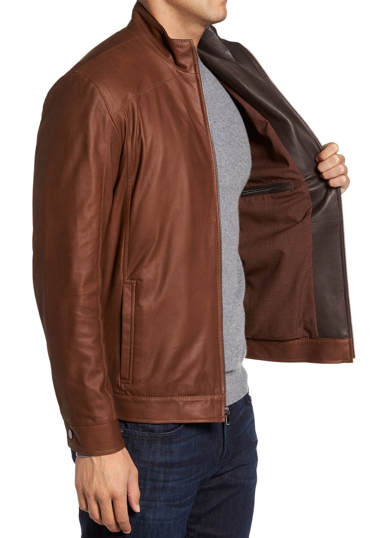 Men's Iconic Brown Lambskin Leather Jacket