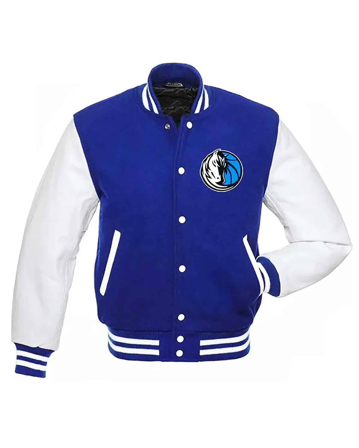 Dallas Mavericks NBA Letterman Blue and White Jacket