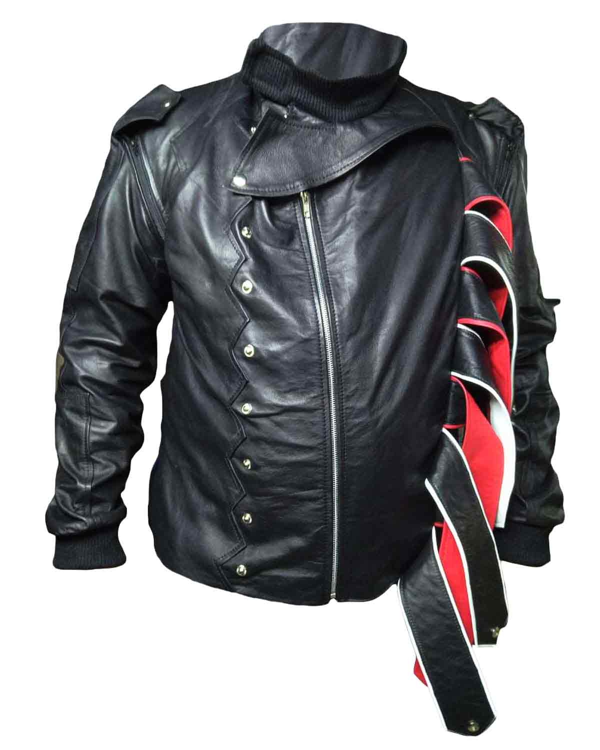 Captain America Winter Soldier Bucky Barnes Red & Black Leather Jacket