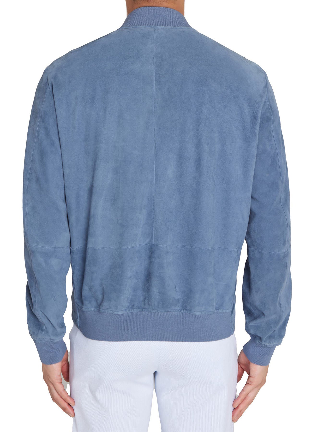 Men's Zenith Blue Bomber Suede Leather Jacket