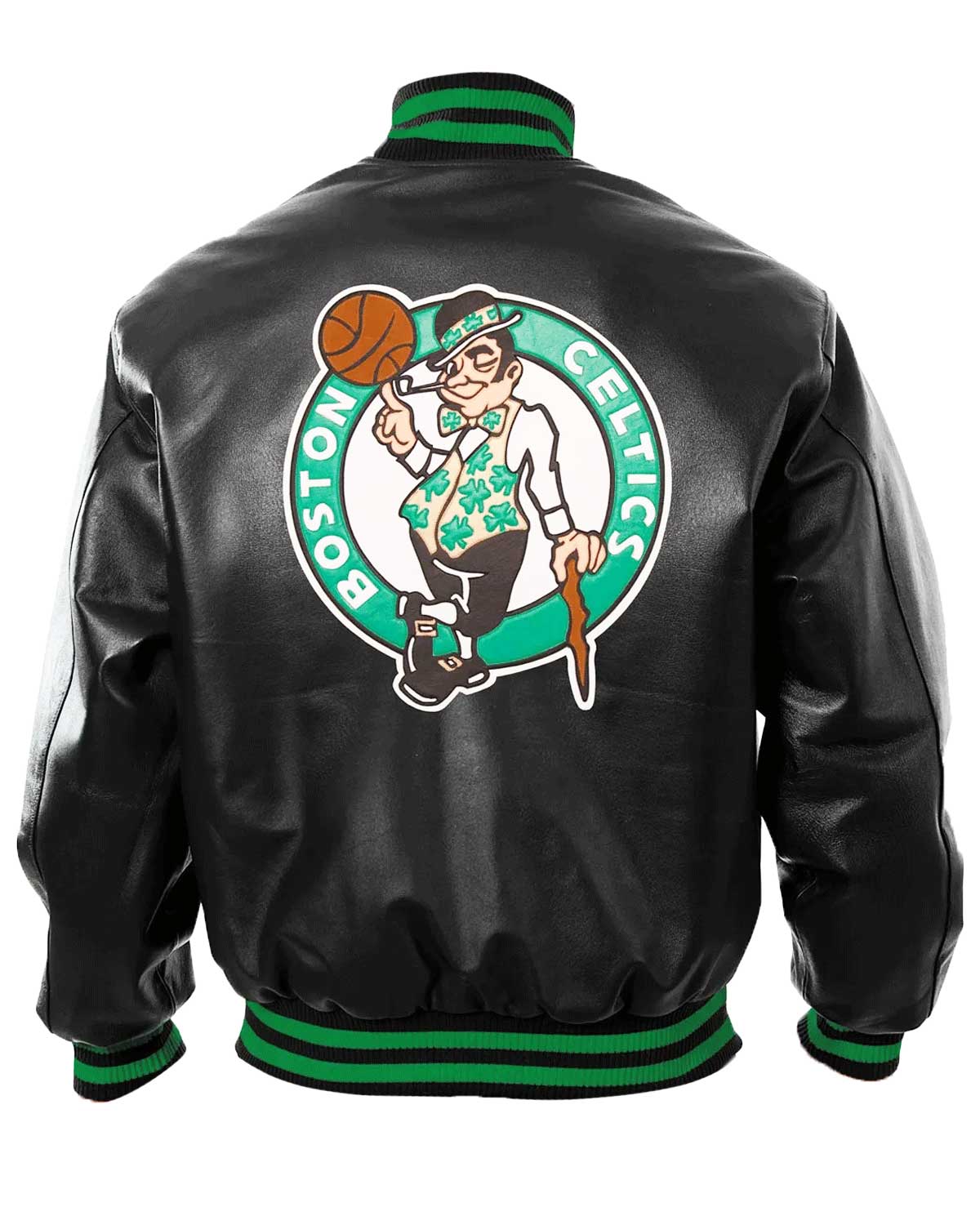 Boston Celtics Bomber Black Leather Jacket